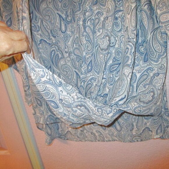 Catherines PAISLEY Chiffon Size 1X BLOUSE Tunic TOP Flowy FAUX WRAP High Low - Picture 5 of 10